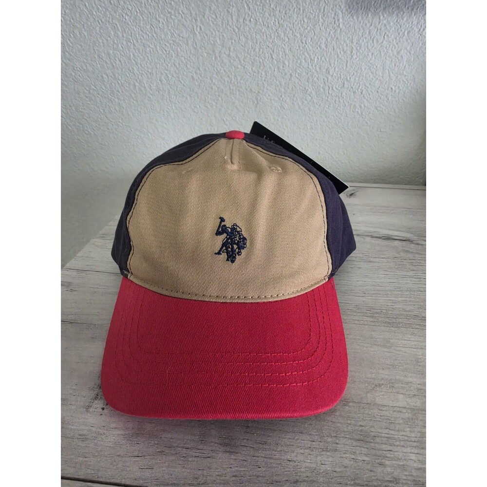 Kids U.S. Polo Assn. Baseball Cap Hat Red Tan Blue One Size New With Tags Kids